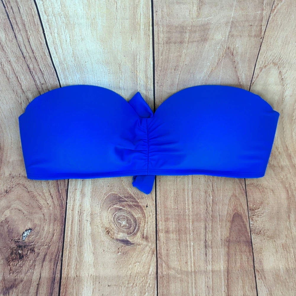 CALIFORNIA WAVES Cerulean Blue Bikini Top Back Tie Closure Molded Cups S…
